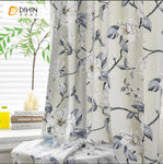 DIHINHOME Home Textile Pastoral Curtain DIHIN HOME Pastoral Magnolia Printed,Half Blackout Grommet Window Curtain for Living Room ,52x63-inch,1 Panel