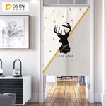 DIHIN HOME Black Abstract Deer Printed Japanese Noren Doorway Curtain Tapestry,Cotton Linen,Door Way Curtain Door Hanging Tapestry,33.5''Wx59''L,1 Panel