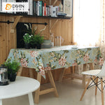 DIHINHOME Home Textile Tablecloth DIHIN HOME American Retro Pastoral Flowers Printed Tablecloth For Rectangle Tables,Custom Washed Linen Tablecloth,Handmade Rectangle Table Cover