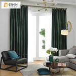 Luxury Dark Green Velvet Fabric,Customized Blackout Grommet Curtains Window Drapes For Living Room