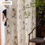 DIHIN HOME Pastoral Cotton Linen Leaves Printed,Blackout Grommet Window Curtain for Living Room ,52x63-inch,1 Panel