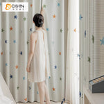 DIHIN HOME Cartoon Thickness Stars Printed,Blackout Grommet Window Curtain for Living Room ,52x63-inch,1 Panel