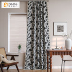 DIHIN HOME Black Leaves Painting Printed,Blackout Grommet Window Curtain for Living Room ,52x63-inch,1 Panel