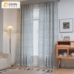 DIHIN HOME Garden Blue Leaves Painting Printed,Blackout Grommet Window Curtain for Living Room ,52x63-inch,1 Panel