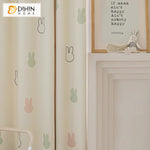 DIHIN HOME Cartoon Thickness Rabbit Printed,Blackout Grommet Window Curtain for Living Room ,52x63-inch,1 Panel