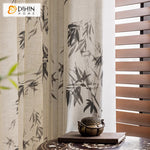 DIHIN HOME Pastoral Cotton Linen Leaves Printed,Blackout Grommet Window Curtain for Living Room ,52x63-inch,1 Panel