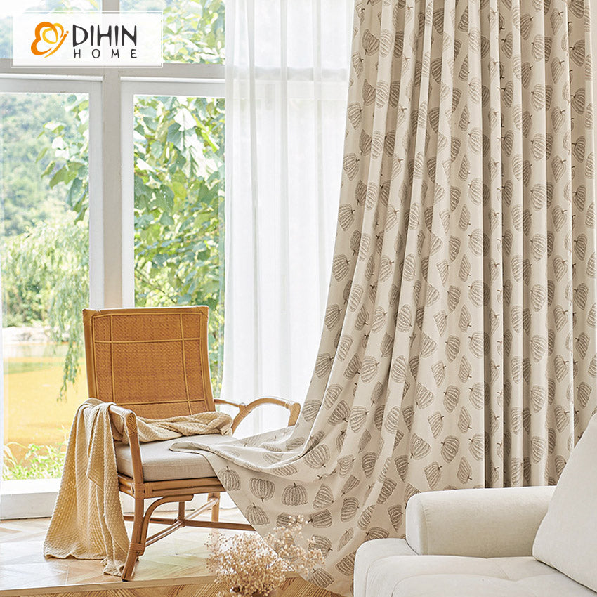 DIHIN HOME Garden Pumpkin Printed,Blackout Grommet Window Curtain For Living Room ,52x63-inch,1  Panel