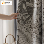 DIHIN HOME Luxury High Quality Pastoral Leaves Jacquard,Blackout Grommet Window Curtain For Living Room ,52x63-inch,1  Panel