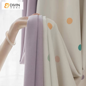 DIHIN HOME Cartoon Colorful Small Dot Printed,Blackout Grommet Window Curtain for Living Room ,52x63-inch,1 Panel