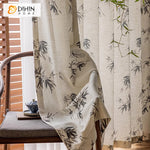 DIHIN HOME Pastoral Cotton Linen Leaves Printed,Blackout Grommet Window Curtain for Living Room ,52x63-inch,1 Panel