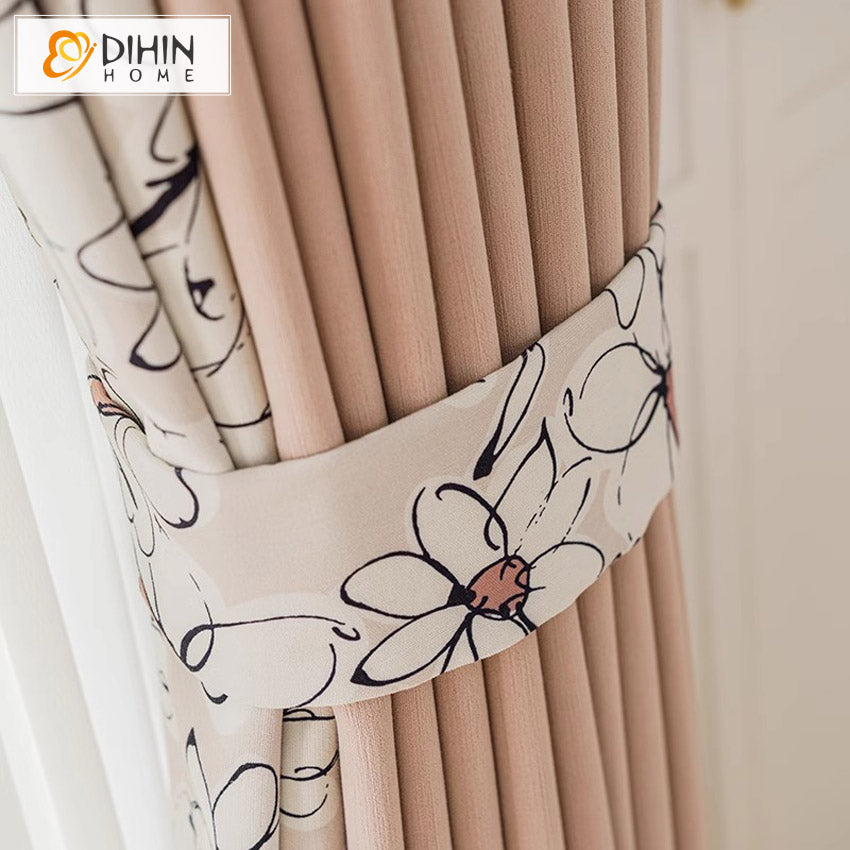 DIHIN HOME Pastoral Flowers Printed,Blackout Grommet Window Curtain for Living Room