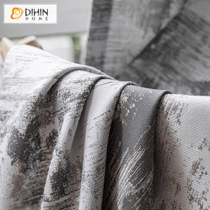 DIHIN HOME European Retro Abstract Pattern Thickness Jacquard,Blackout Grommet Window Curtain for Living Room