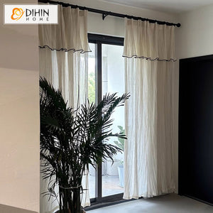 DIHIN HOME Modern Fashion Striped,Blackout Grommet Window Sheer Curtain for Living Room,52x63-inch,1 Panel