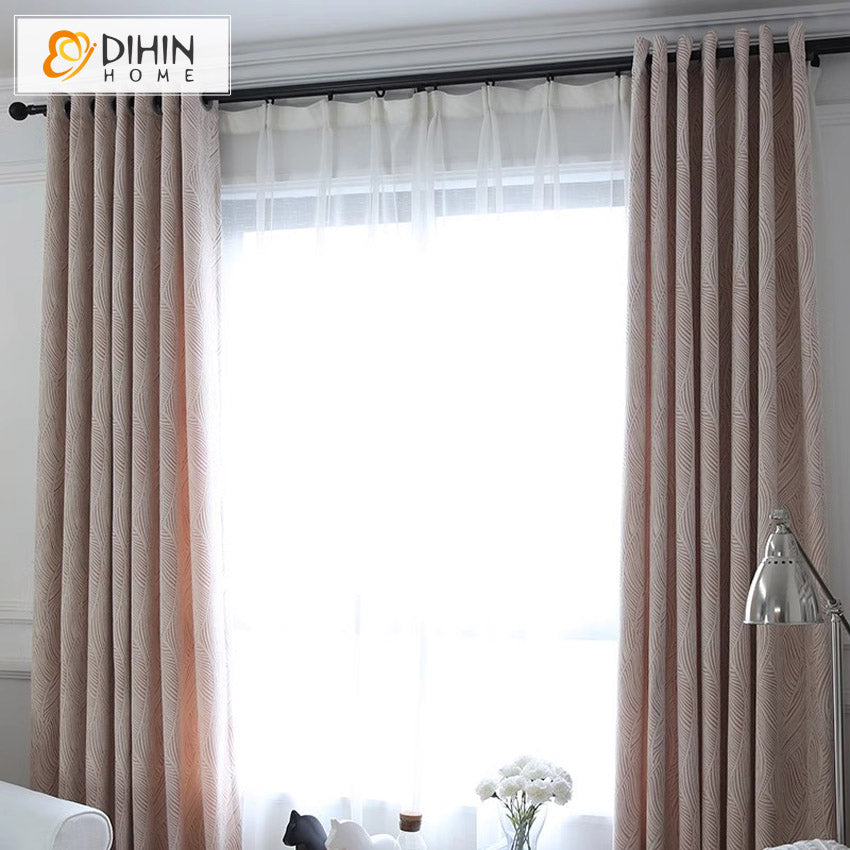 DIHIN HOME European Fashion Striped Flowers Jacquard,Blackout Grommet Window Curtain for Living Room