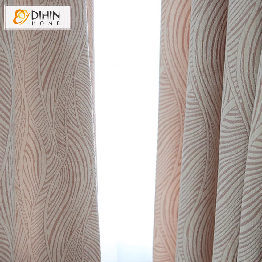 DIHIN HOME European Fashion Striped Flowers Jacquard,Blackout Grommet Window Curtain for Living Room