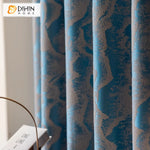 DIHIN HOME European Blue Color Jacquard,Blackout Grommet Window Curtain for Living Room