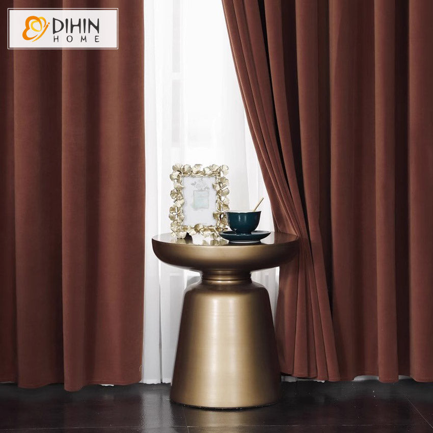 DIHIN HOME European Luxury Velevet Coffee Color,Grommet Window Curtain for Living Room,Customzied Curtains