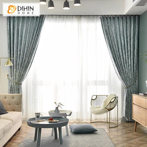 DIHIN HOME Retro Abstract Leaves Jacquard,Blackout Grommet Window Curtain for Living Room