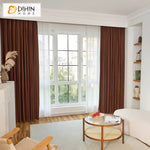 DIHIN HOME European Luxury Coffee Color Jacquard,Grommet Window Curtain for Living Room,Customzied Curtains