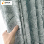 DIHIN HOME Retro Abstract Leaves Jacquard,Blackout Grommet Window Curtain for Living Room