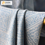 DIHIN HOME European Geometric Jacquard,Blackout Grommet Window Curtain for Living Room