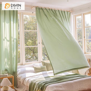 DIHIN HOME Modern Green Color,Blackout Grommet Window Sheer Curtain for Living Room,52x63-inch,1 Panel