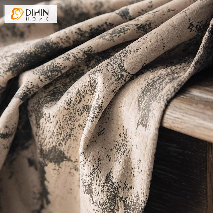 DIHIN HOME European Retro Thickness Abstract Jacquard,Blackout Grommet Window Curtain for Living Room