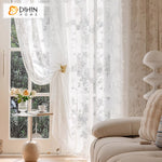 DIHIN HOME European White Jacquard,Blackout Grommet Window Sheer Curtain for Living Room,52x63-inch,1 Panel