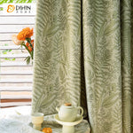 DIHIN HOME Cotton Linen Green Leaves Printed,Grommet Window Curtain for Living Room,Customzied Curtains