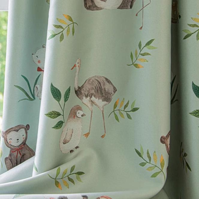 DIHIN HOME Cartoon Animals Printed,Grommet Window Curtain for Living Room,Customzied Curtains