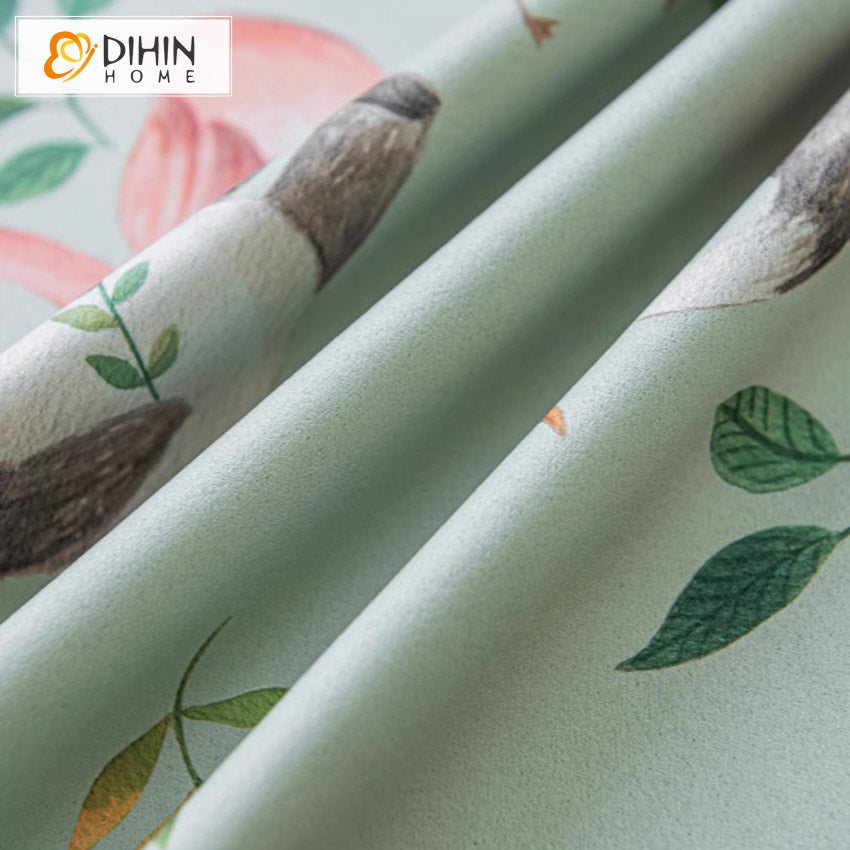 DIHIN HOME Cartoon Animals Printed,Grommet Window Curtain for Living Room,Customzied Curtains