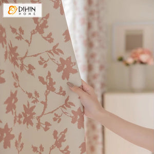 DIHIN HOME Pastoral Leaves Printed,Grommet Window Curtain for Living Room,Customzied Curtains