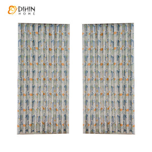 DIHIN HOME Cartoon Geometric Printed,Grommet Window Curtain for Living Room,Customzied Curtains