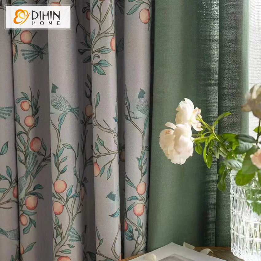 DIHIN HOME American Pastoral Fruits Printed,Blackout Grommet Window Curtain Customized Curtain Drapes for Living Room Roman Shades Curtains Window Blinds custom curtains blackout curtains curtains for living room sheer curtains curtain fabric linen curtains kitchen curtains velvet curtains pinch pleat curtains bay window curtains outdoor curtains pleated curtains floral curtains dining room curtains kitchen valances drapes for bedroom patio curtains nursery curtains grommet curtains