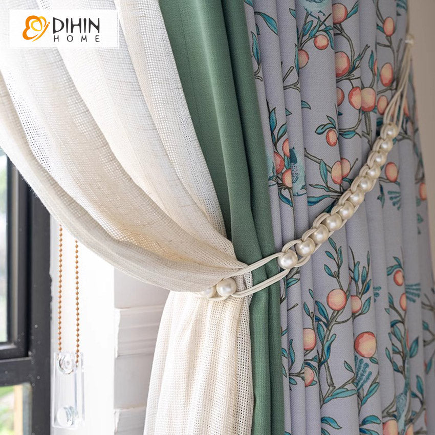 DIHIN HOME American Pastoral Fruits Printed,Blackout Grommet Window Curtain Customized Curtain Drapes for Living Room Roman Shades Curtains Window Blinds custom curtains blackout curtains curtains for living room sheer curtains curtain fabric linen curtains kitchen curtains velvet curtains pinch pleat curtains bay window curtains outdoor curtains pleated curtains floral curtains dining room curtains kitchen valances drapes for bedroom patio curtains nursery curtains grommet curtains