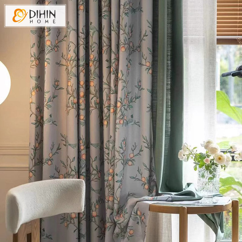 DIHIN HOME American Pastoral Fruits Printed,Blackout Grommet Window Curtain Customized Curtain Drapes for Living Room Roman Shades Curtains Window Blinds custom curtains blackout curtains curtains for living room sheer curtains curtain fabric linen curtains kitchen curtains velvet curtains pinch pleat curtains bay window curtains outdoor curtains pleated curtains floral curtains dining room curtains kitchen valances drapes for bedroom patio curtains nursery curtains grommet curtains