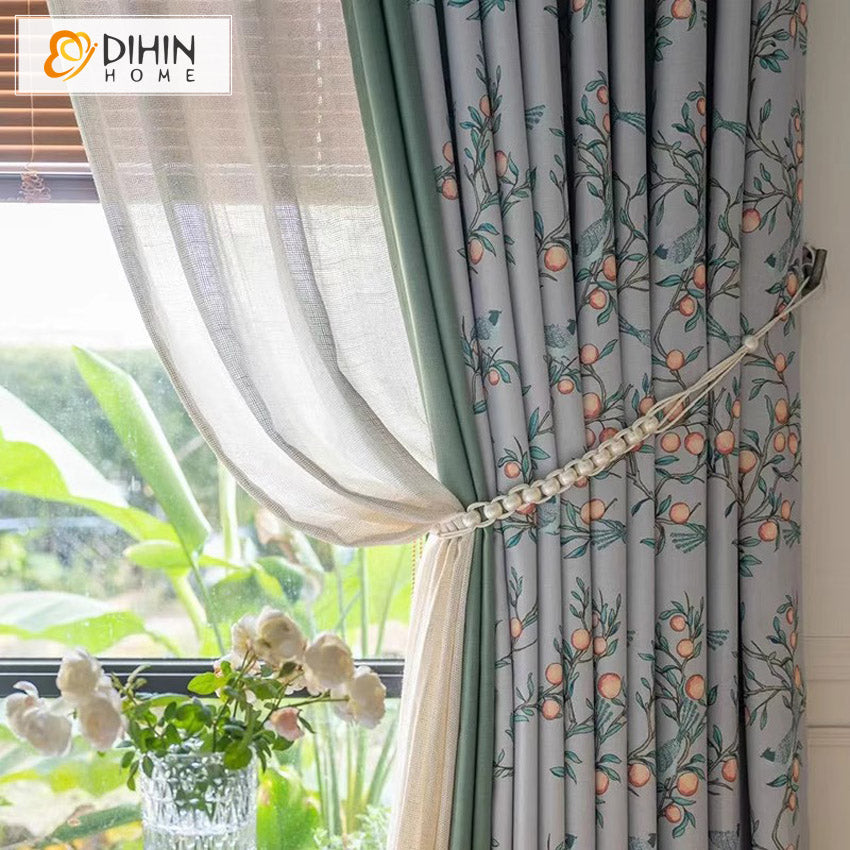 DIHIN HOME American Pastoral Fruits Printed,Blackout Grommet Window Curtain Customized Curtain Drapes for Living Room Roman Shades Curtains Window Blinds custom curtains blackout curtains curtains for living room sheer curtains curtain fabric linen curtains kitchen curtains velvet curtains pinch pleat curtains bay window curtains outdoor curtains pleated curtains floral curtains dining room curtains kitchen valances drapes for bedroom patio curtains nursery curtains grommet curtains