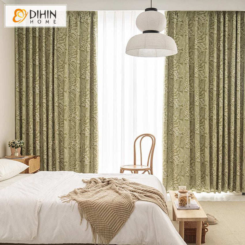 DIHIN HOME American Pastoral Green Leaves Printed,Blackout Grommet Window Curtain Customized Curtain Drapes for Living Room Roman Shades Curtains Window Blinds custom curtains blackout curtains curtains for living room sheer curtains curtain fabric linen curtains kitchen curtains velvet curtains pinch pleat curtains bay window curtains outdoor curtains pleated curtains floral curtains dining room curtains kitchen valances drapes for bedroom patio curtains nursery curtains grommet curtains