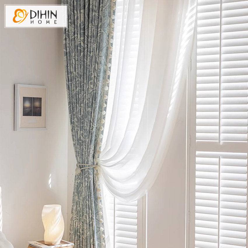 DIHIN HOME American Pastoral Leaves Jacquard,Blackout Grommet Window Curtain Customized Curtain Drapes for Living Room Roman Shades Curtains Window Blinds custom curtains blackout curtains curtains for living room sheer curtains curtain fabric linen curtains kitchen curtains velvet curtains pinch pleat curtains bay window curtains outdoor curtains pleated curtains floral curtains dining room curtains kitchen valances drapes for bedroom patio curtains nursery curtains grommet curtains