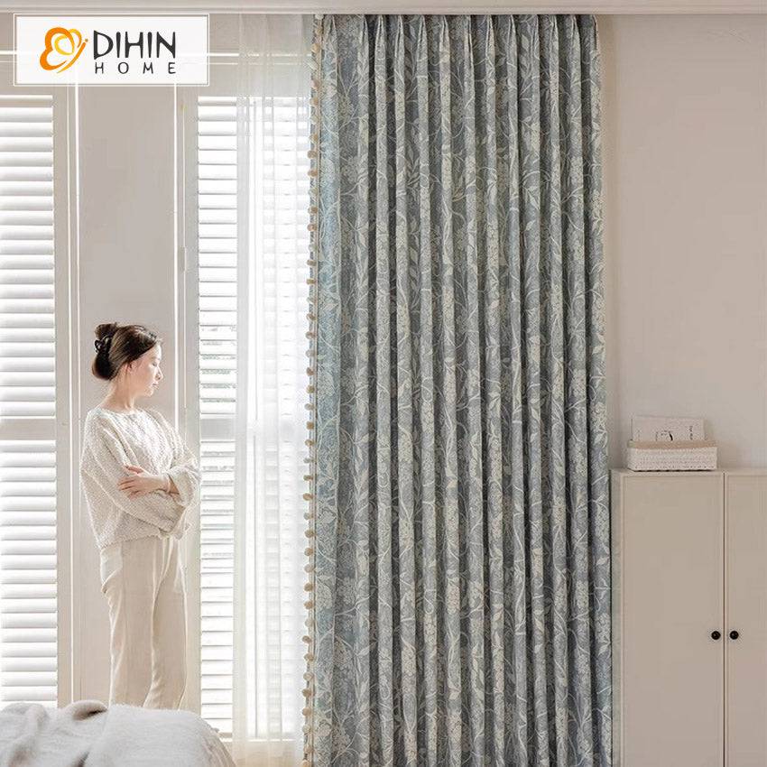 DIHIN HOME American Pastoral Leaves Jacquard,Blackout Grommet Window Curtain Customized Curtain Drapes for Living Room Roman Shades Curtains Window Blinds custom curtains blackout curtains curtains for living room sheer curtains curtain fabric linen curtains kitchen curtains velvet curtains pinch pleat curtains bay window curtains outdoor curtains pleated curtains floral curtains dining room curtains kitchen valances drapes for bedroom patio curtains nursery curtains grommet curtains