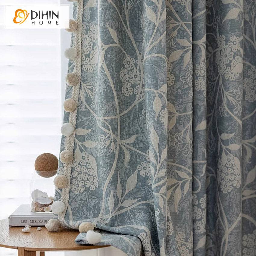 DIHIN HOME American Pastoral Leaves Jacquard,Blackout Grommet Window Curtain Customized Curtain Drapes for Living Room Roman Shades Curtains Window Blinds custom curtains blackout curtains curtains for living room sheer curtains curtain fabric linen curtains kitchen curtains velvet curtains pinch pleat curtains bay window curtains outdoor curtains pleated curtains floral curtains dining room curtains kitchen valances drapes for bedroom patio curtains nursery curtains grommet curtains