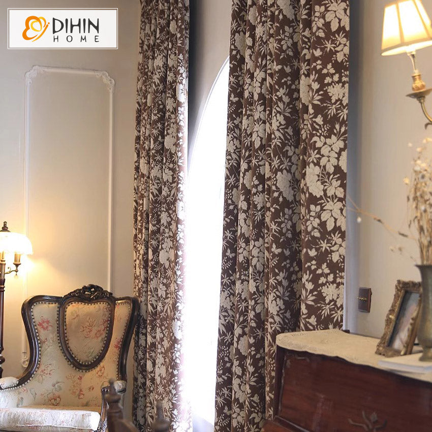 DIHIN HOME American Pastoral Leaves Jacquard,Grommet Window Curtain for Living Room,Customzied Curtains Roman Shades Curtains Window Blinds custom curtains blackout curtains curtains for living room sheer curtains curtain fabric linen curtains kitchen curtains velvet curtains pinch pleat curtains bay window curtains outdoor curtains pleated curtains floral curtains dining room curtains kitchen valances drapes for bedroom patio curtains nursery curtains grommet curtains