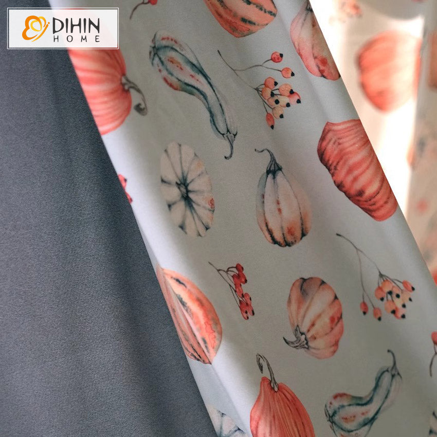 DIHIN HOME American Pastoral Pumpkin Printed,Blackout Grommet Window Curtain for Living Room Roman Shades Curtains Window Blinds custom curtains blackout curtains curtains for living room sheer curtains curtain fabric linen curtains kitchen curtains velvet curtains pinch pleat curtains bay window curtains outdoor curtains pleated curtains floral curtains dining room curtains kitchen valances drapes for bedroom patio curtains nursery curtains grommet curtains