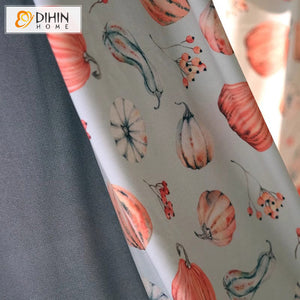 DIHIN HOME American Pastoral Pumpkin Printed,Blackout Grommet Window Curtain for Living Room Roman Shades Curtains Window Blinds custom curtains blackout curtains curtains for living room sheer curtains curtain fabric linen curtains kitchen curtains velvet curtains pinch pleat curtains bay window curtains outdoor curtains pleated curtains floral curtains dining room curtains kitchen valances drapes for bedroom patio curtains nursery curtains grommet curtains