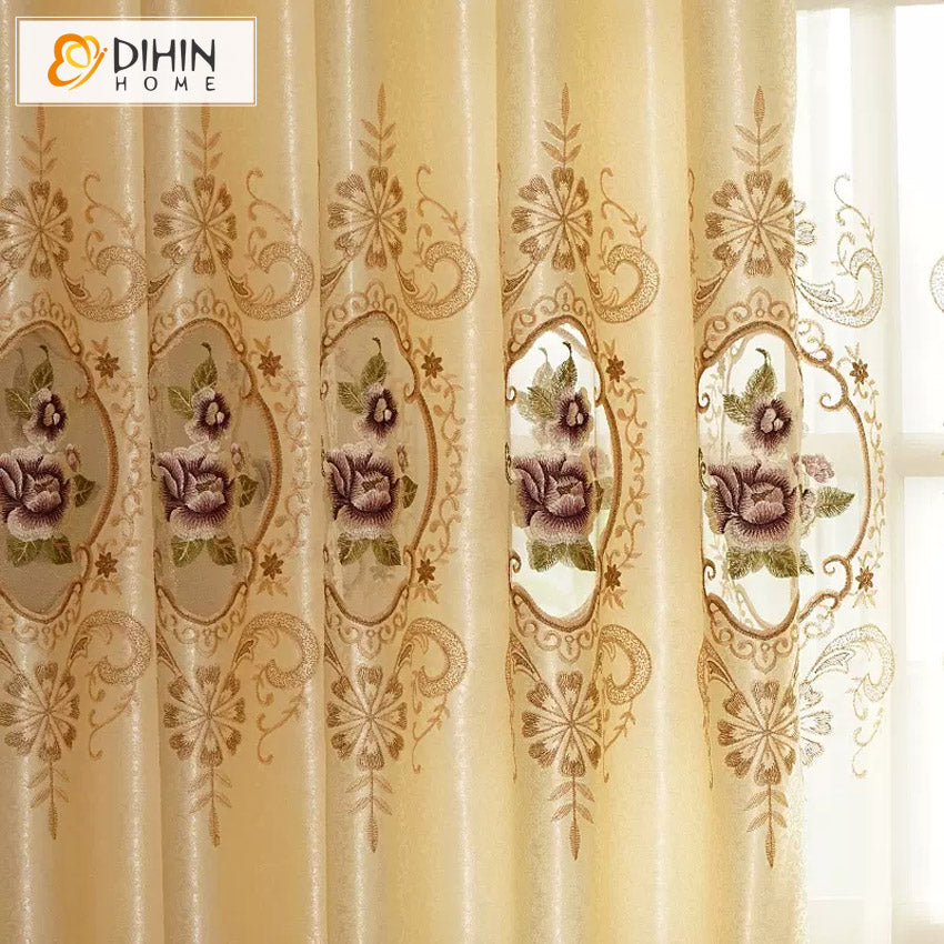 DIHIN HOME Beige Color Emboridered,Blackout Curtains Grommet Window Curtain for Living Room ,52x84-inch,1 Panel Roman Shades Curtains Window Blinds custom curtains blackout curtains curtains for living room sheer curtains curtain fabric linen curtains kitchen curtains velvet curtains pinch pleat curtains bay window curtains outdoor curtains pleated curtains floral curtains dining room curtains kitchen valances drapes for bedroom patio curtains nursery curtains grommet curtains
