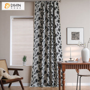 DIHIN HOME Black Leaves Painting Printed,Blackout Grommet Window Curtain for Living Room ,52x63-inch,1 Panel Roman Shades Curtains Window Blinds custom curtains blackout curtains curtains for living room sheer curtains curtain fabric linen curtains kitchen curtains velvet curtains pinch pleat curtains bay window curtains outdoor curtains pleated curtains floral curtains dining room curtains kitchen valances drapes for bedroom patio curtains nursery curtains grommet curtains