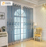 DIHIN HOME Blue Embroidered Sheer Curtains,Grommet Window Curtain for Living Room ,52x63-inch,1 Panel Roman Shades Curtains Window Blinds custom curtains blackout curtains curtains for living room sheer curtains curtain fabric linen curtains kitchen curtains velvet curtains pinch pleat curtains bay window curtains outdoor curtains pleated curtains floral curtains dining room curtains kitchen valances drapes for bedroom patio curtains nursery curtains grommet curtains
