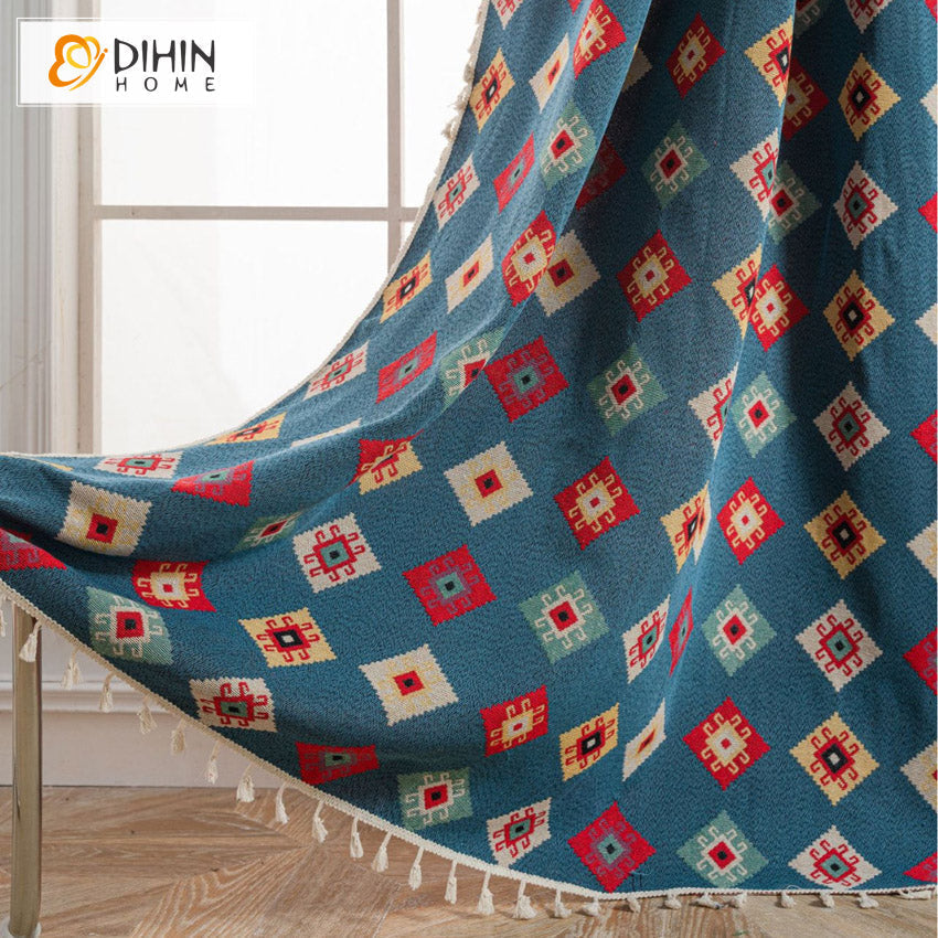 DIHIN HOME Bohemian Geometric Painting Printed,Blackout Grommet Window Curtain for Living Room ,52x63-inch,1 Panel Roman Shades Curtains Window Blinds custom curtains blackout curtains curtains for living room sheer curtains curtain fabric linen curtains kitchen curtains velvet curtains pinch pleat curtains bay window curtains outdoor curtains pleated curtains floral curtains dining room curtains kitchen valances drapes for bedroom patio curtains nursery curtains grommet curtains