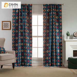 DIHIN HOME Bohemian Geometric Painting Printed,Blackout Grommet Window Curtain for Living Room ,52x63-inch,1 Panel Roman Shades Curtains Window Blinds custom curtains blackout curtains curtains for living room sheer curtains curtain fabric linen curtains kitchen curtains velvet curtains pinch pleat curtains bay window curtains outdoor curtains pleated curtains floral curtains dining room curtains kitchen valances drapes for bedroom patio curtains nursery curtains grommet curtains