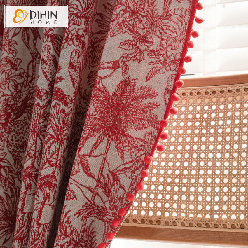 DIHIN HOME Bohemian Red Leaves Painting Printed,Blackout Grommet Window Curtain for Living Room ,52x63-inch,1 Panel Roman Shades Curtains Window Blinds custom curtains blackout curtains curtains for living room sheer curtains curtain fabric linen curtains kitchen curtains velvet curtains pinch pleat curtains bay window curtains outdoor curtains pleated curtains floral curtains dining room curtains kitchen valances drapes for bedroom patio curtains nursery curtains grommet curtains